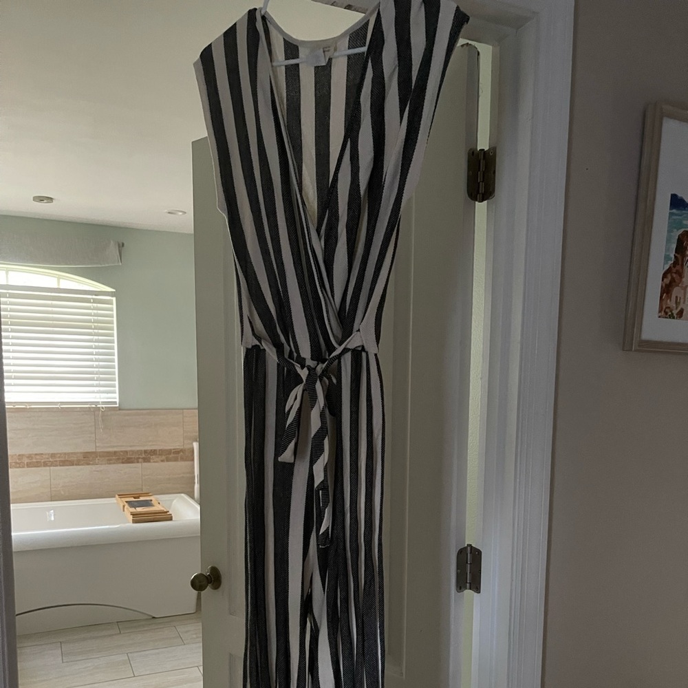 Black and Cream striped romper